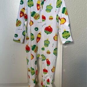 Angel Dear 3-6 mo Festive Kids One Piece Pajamas - White with Colorful Ornaments